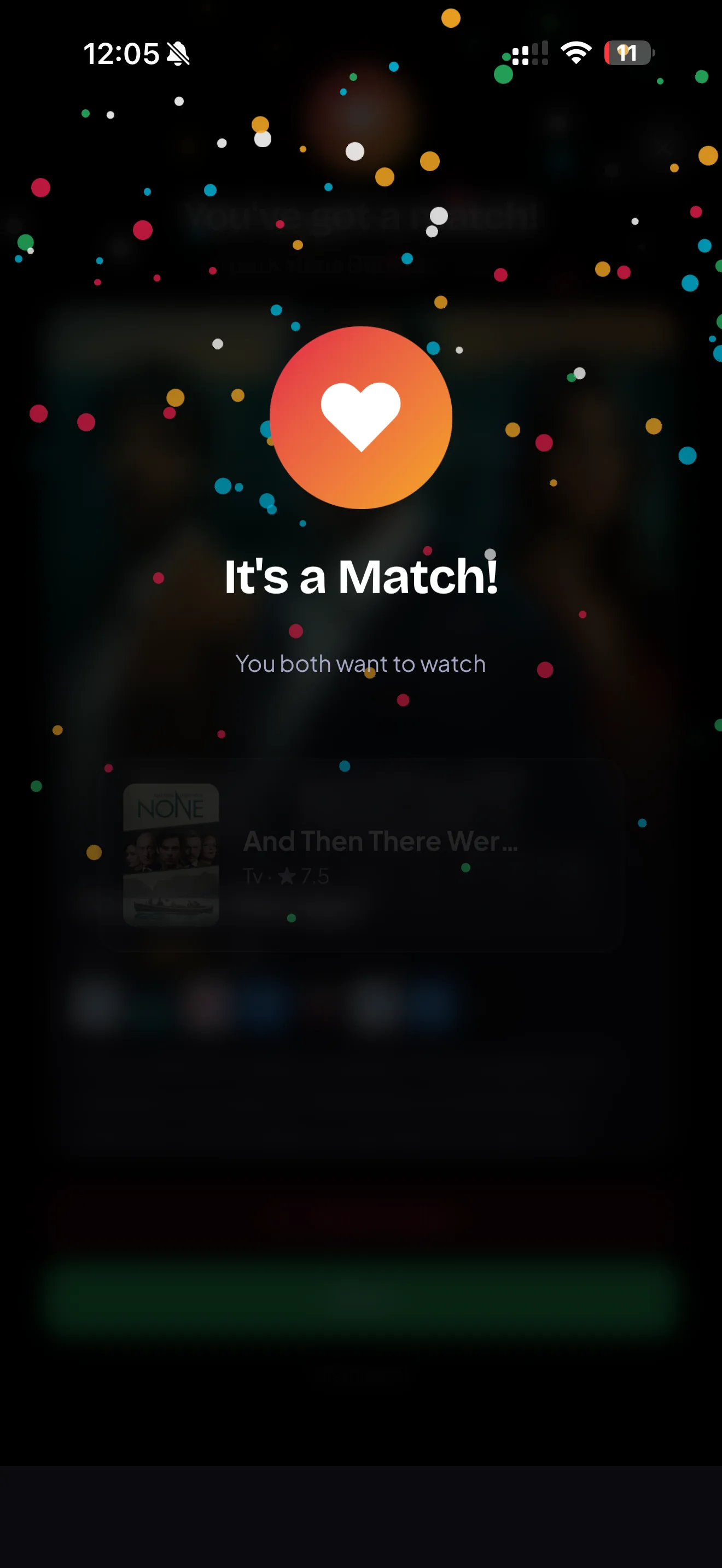 MatchWatch celebration confirming that the group matched on a title.